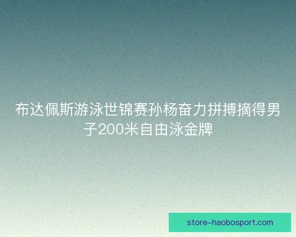 布达佩斯游泳世锦赛孙杨奋力拼搏摘得男子200米自由泳金牌